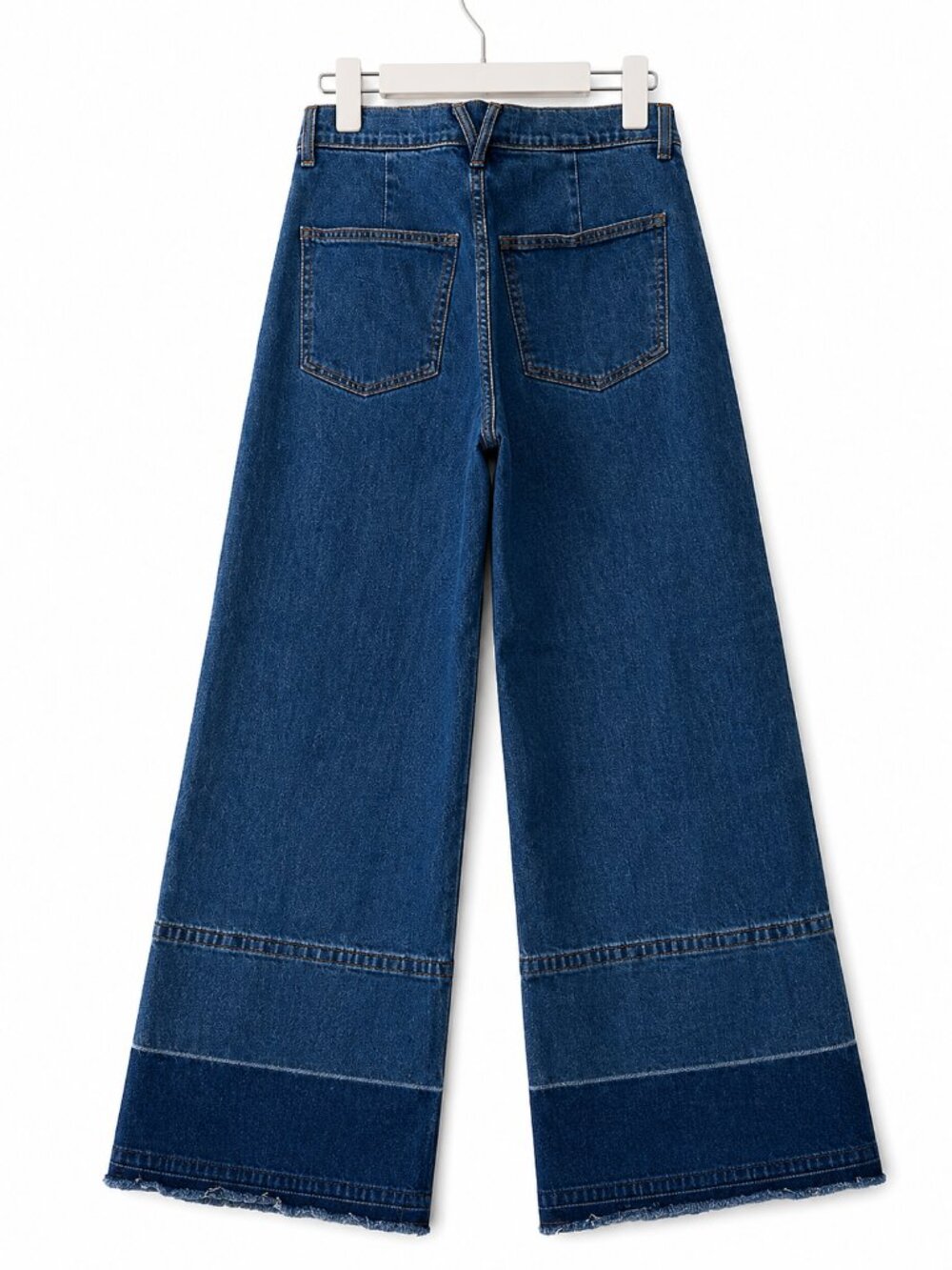 Veronica Beard Grant Blue High Rise Wide Leg Cropped Jeans Raw Hem Denim Size 27 - Picture 2 of 9